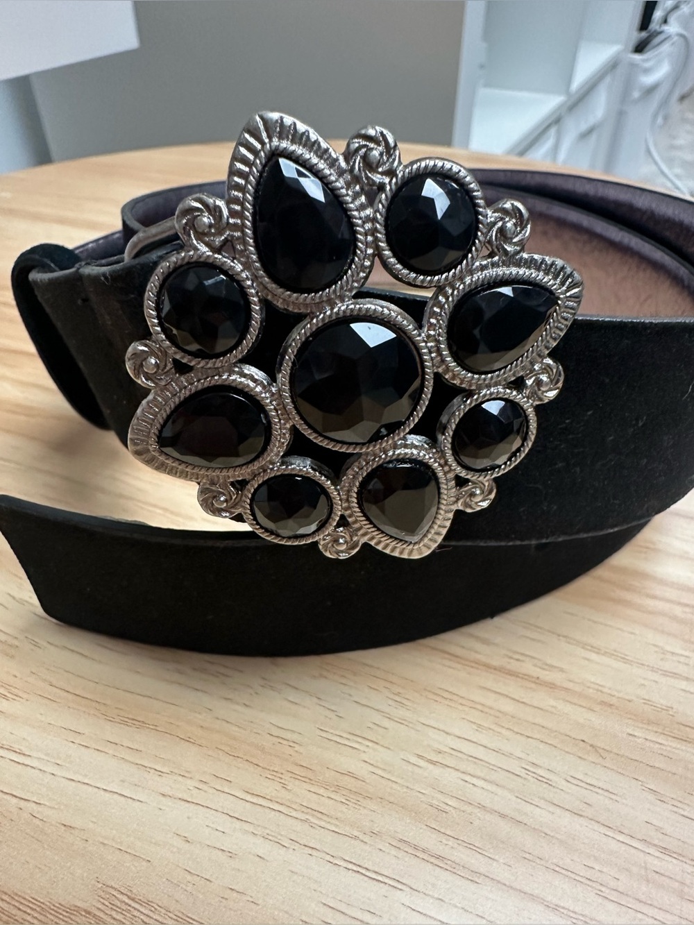 Nine West Black Leather Statement Belt